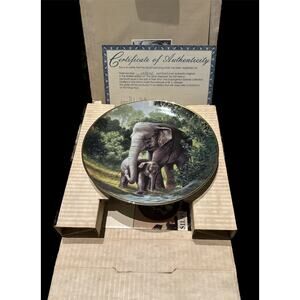 Asian Elephant Collector Plate Original Package Fine China 1991 COA Will Nelson